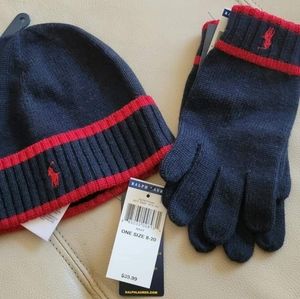 NWT Authentic Polo Kids Hat & Gloves